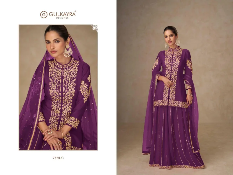 Shahnaz By Gulkayra Real Chinon Embroidery Readymade Suits 
